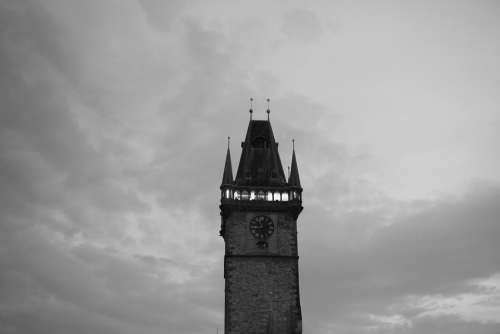 Tower Prague Black And White