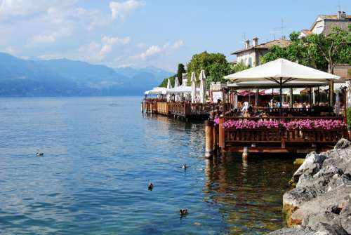 Towers Of Benaco Lake Garda Restaurant Italy Water