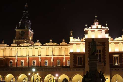 Town City Krakow Old Lights Cloth Cracow Square
