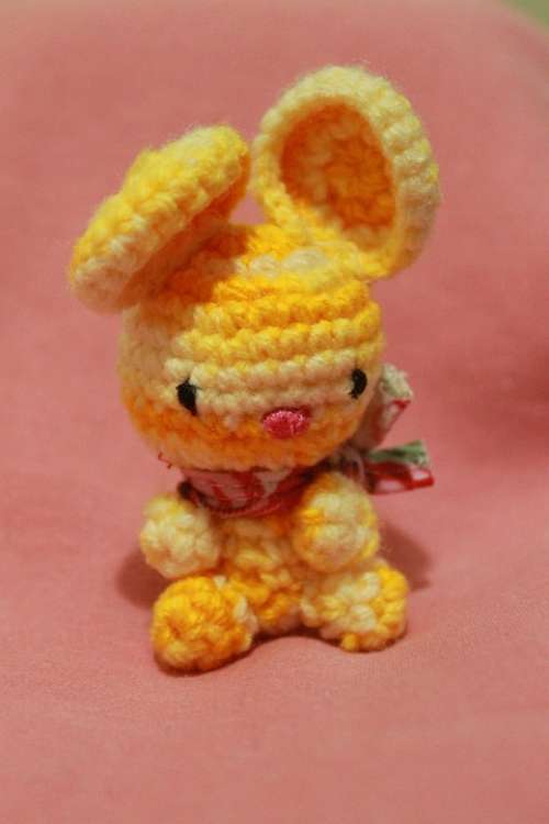 Toy Bunny Rabbit Crochet Cute Small Mice Yellow