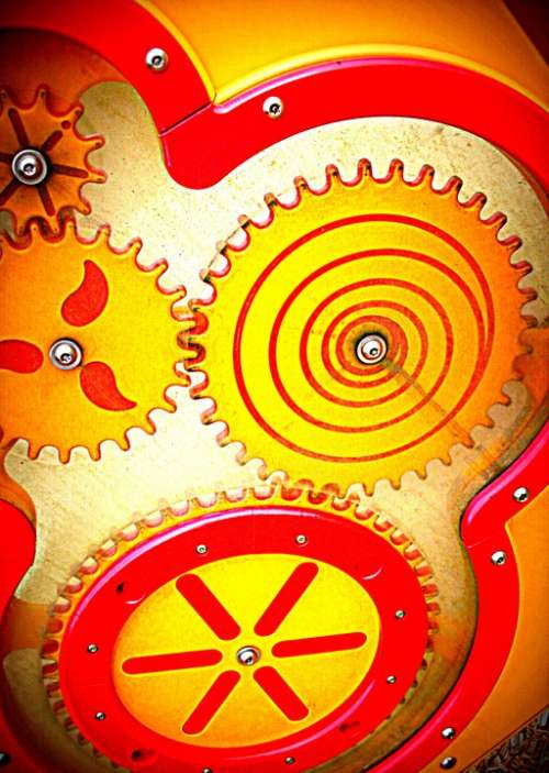 Toy Gears Red Yellow Plastic Playground