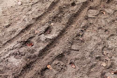 Traces Sand Bike Tracks Footprints Reprint