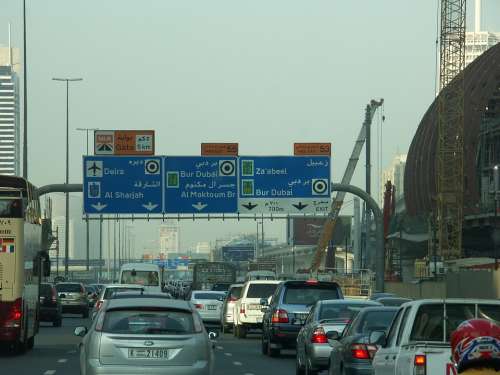 Traffic Dubai Uae U A E Jam Traffic Sign Autos