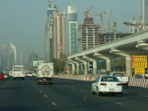 Traffic Road Dubai Uae U A E Autos Vehicles