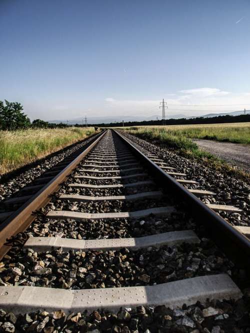 Train Track Pebble Railway Traffic Railroad Track