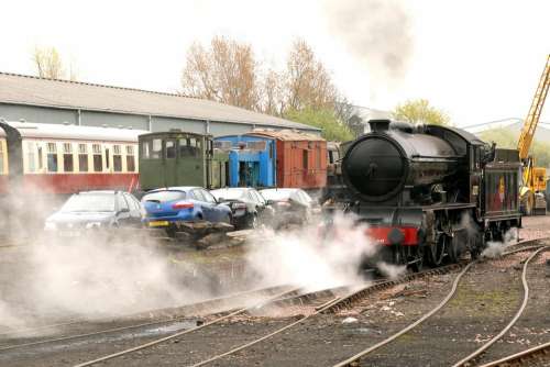 Train Engine Locomotive Steam Cars Station