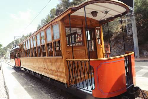 Tramp Train Wagons Vehicle Public Transport Wooden