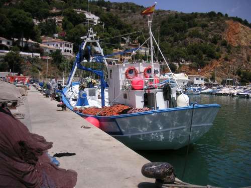 Trawler Moored Boat Fishing Boat Dock Spanish Boat