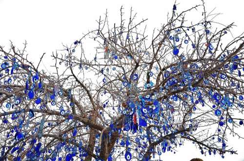 Tree Winter Sky Macro Blue Stone Wishes Hope