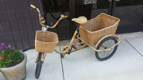 Tricycle Bike Basket Rustic