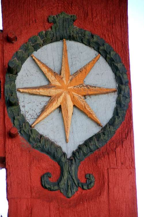 Truss Fachwerkhaus Carving Decor Star Gold