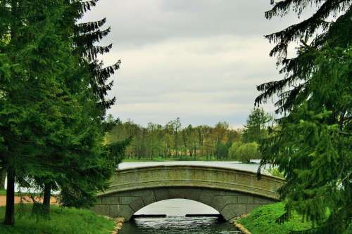 Tsarskoe Selo Estate St Petersburg Bridge Pond