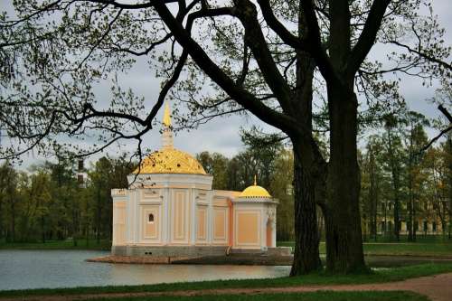 Tsarskoe Selo Estate St Petersburg Pond Chapel