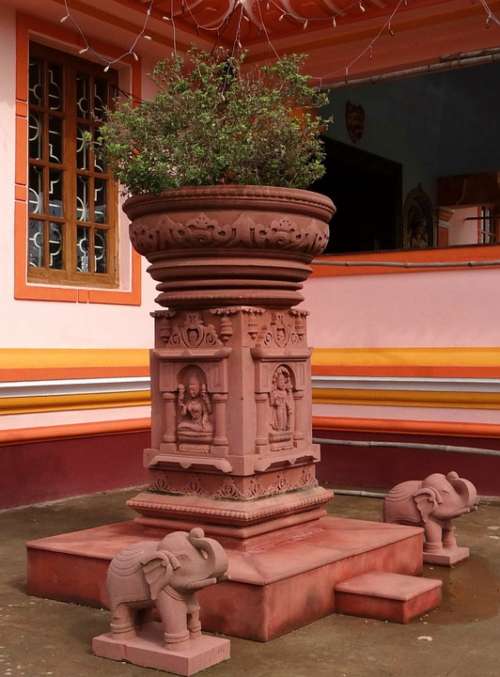 Tulasi Chaura Holy Basil Podium Shrine Religion