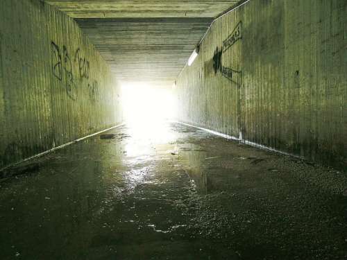 Tunnel Concrete Underpass Away Light Moist Gloomy