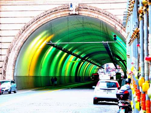 Tunnel Colors City Road Rainbow