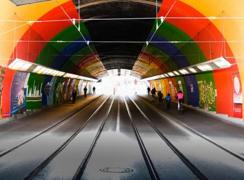 Tunnel Light Underpass Tram Rails