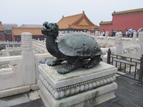 Turtle Dragon Statue Temple Guardian Temple Art