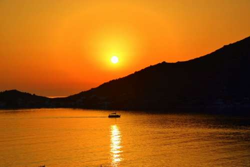 Twilight Kalymnos Evening Sea Greece Islands