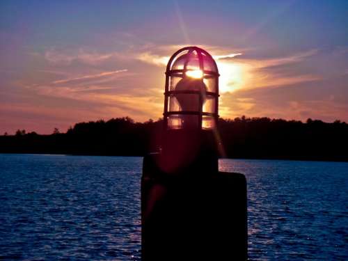 Twilight River Afternoon Sun Water Light Lantern