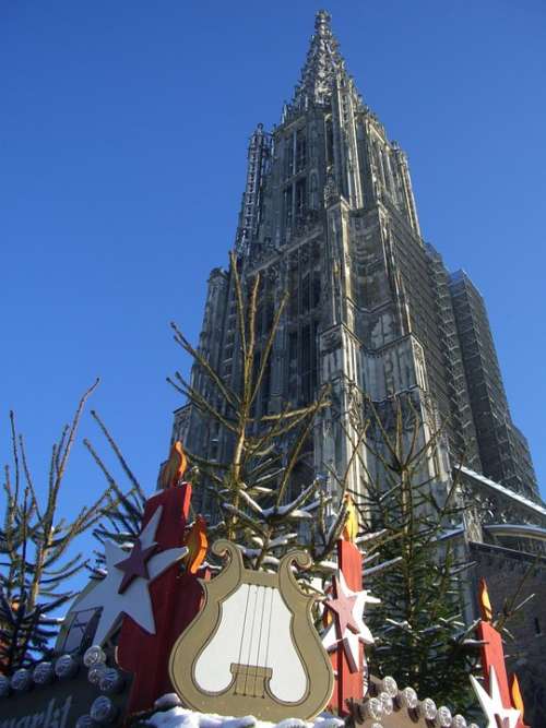 Ulm Cathedral Gothic Highest Church Tower Sky Blue