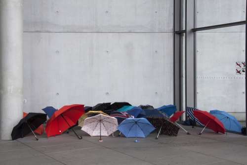 Umbrellas Stretched Weather Rainy Weather Colorful