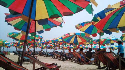 Umbrellas Sun Chair Sunshade Parasols Colorful