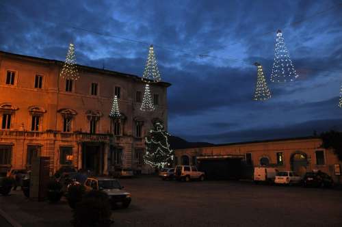 Umbria Spoleto Piazza Christmas Sky Illuminations