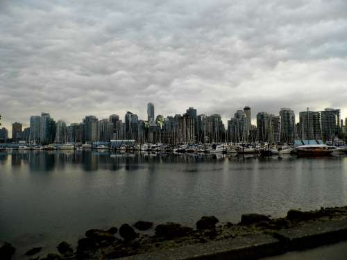 Vancouver Canada Skyline Water Cloudiness Rainy