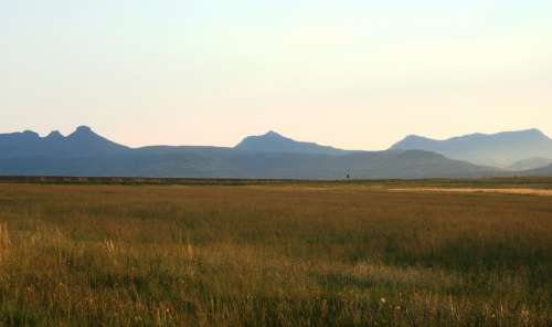 Veld Grass Landscape Sky Far Off Mountains Field
