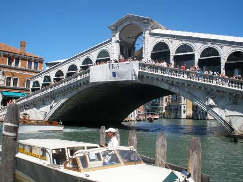 Venice Water Rialto Bridge Italy Town On The River