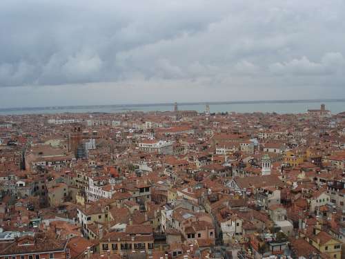 Venice Roofs Orange Airphoto Italy Houses Old