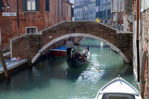 Venice Italy Gondola Bridge Channel