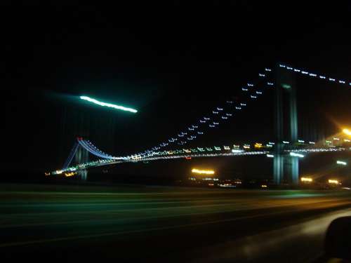 Verrazano Bridge Brooklyn Highway Night Lights
