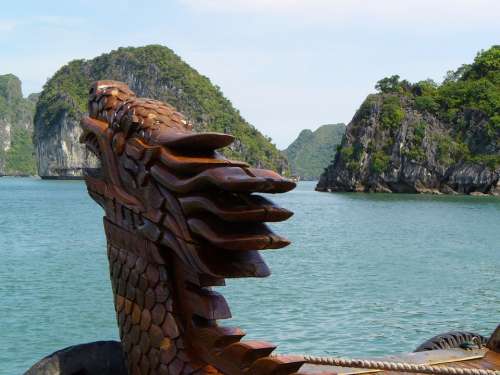 Vietnam Halong Bay Landscape Water Nature Ship