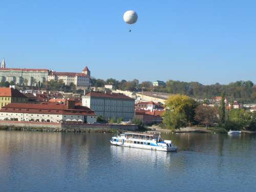 View Moldau River Ship Tourism Balloon Prague