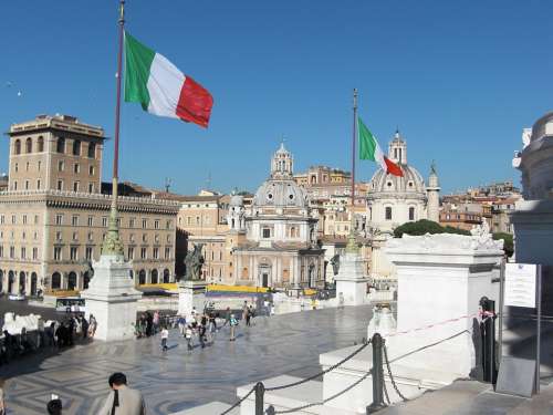 Vittorio Emanuele Rome Italy National Museum Flag