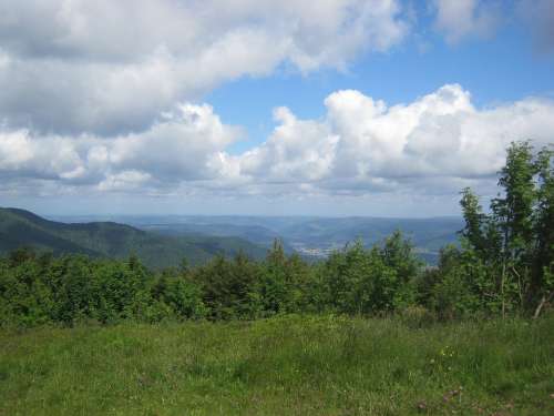 Vosges View Panorama Summer Green Wide Sky