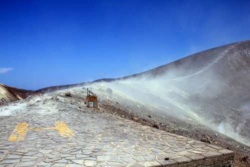 Vulcano Aeolian Islands Sulphur Field Crater Rim