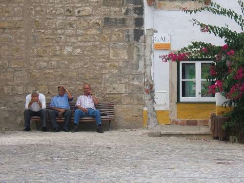 Wall Old Men Man Bench Old Sitting