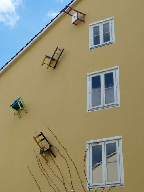 Wall House Building Window Chair Art Sculpture