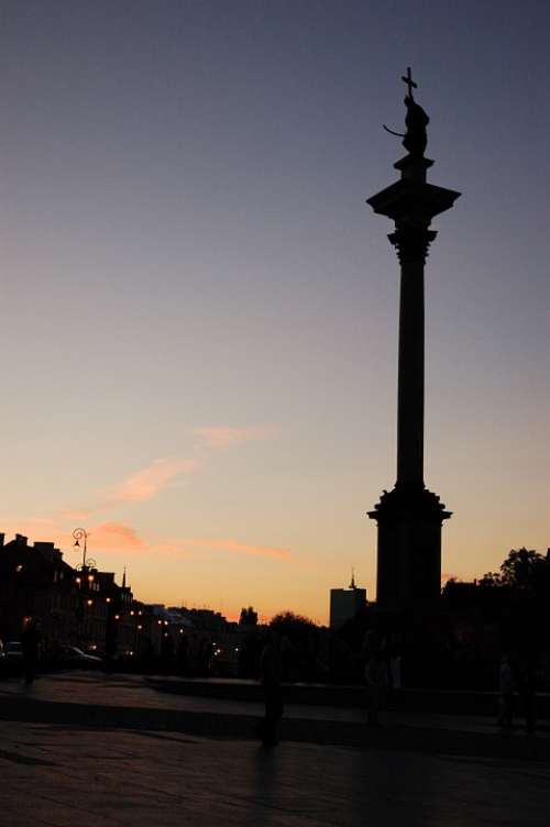 Warsaw Monument Poland Evening