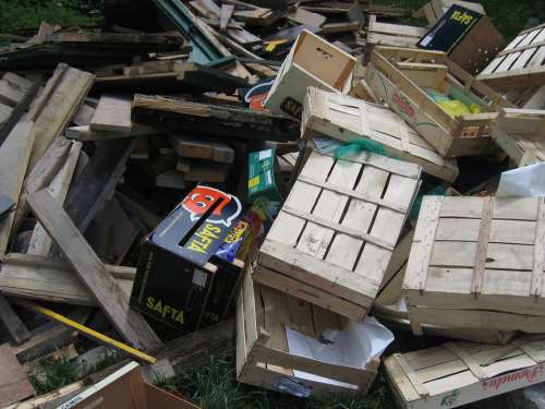Waste Wood Wooden Boxes Crates Scrap Waste Pile