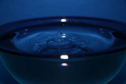 Water Drop Splash Glass Water Surface Blue