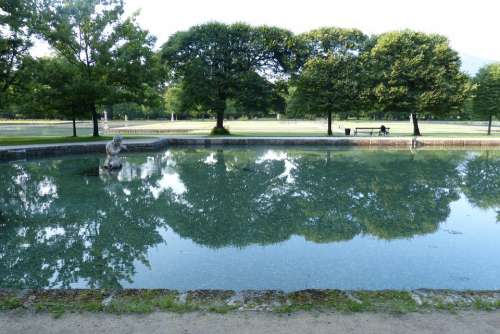 Water Park Hellbrunn Trees Reflection Mirroring