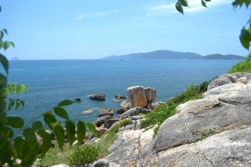 Water Sea Stones Blue Sky Summer Sheet Nature