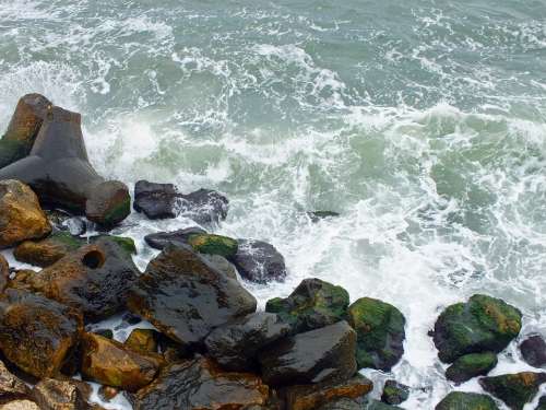 Water Sea Rocks Nature Landscape Horizon Marine
