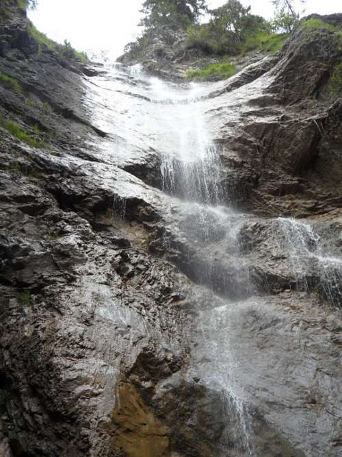 Waterfall High Water Mountains Flow Alpine