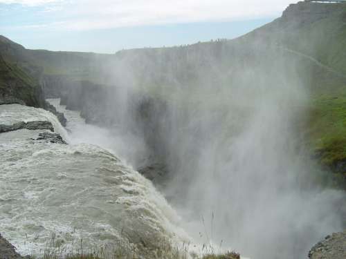 Waterfall Gullfoss Force Of Nature Iceland