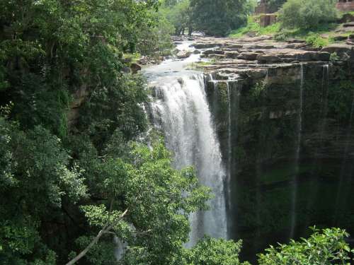 Waterfall Natural Landscape River Flowing Fall